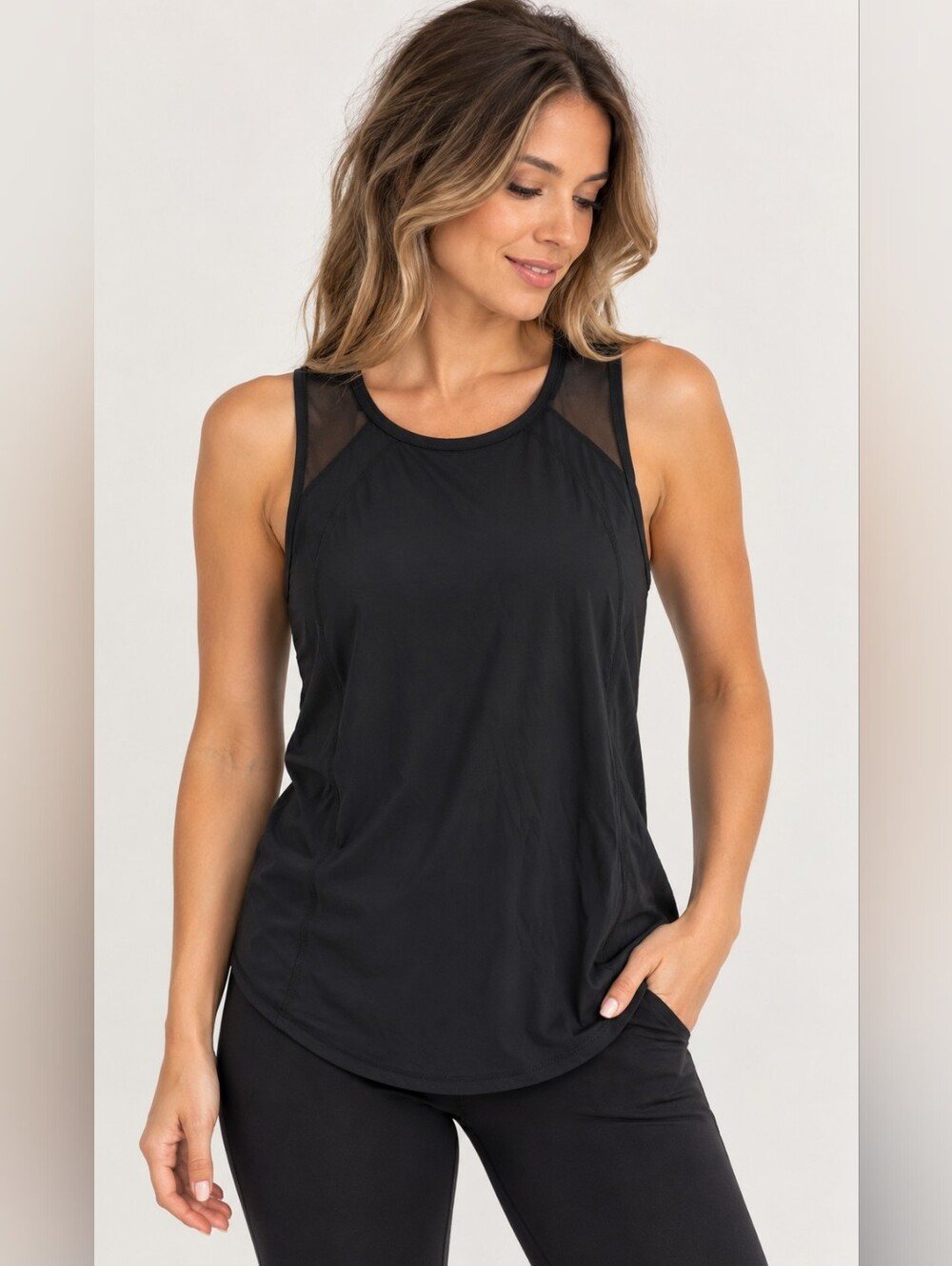 lululemon athletica Black Mesh-Panel Athletic Tank
